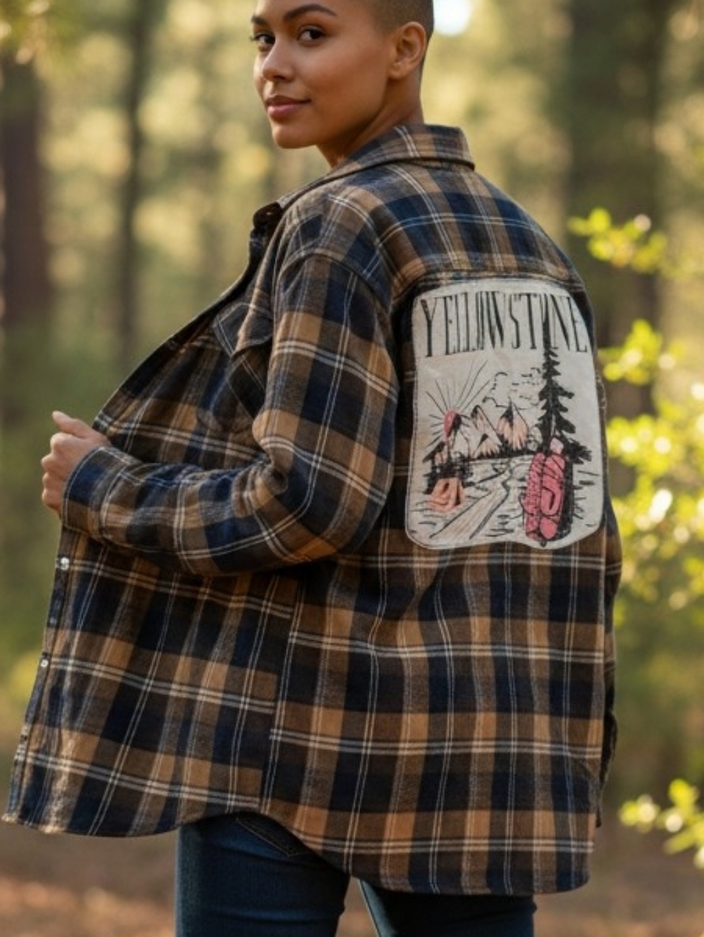 Hobbs Creek Upcycled Yellowstone Flannel. Size Medium